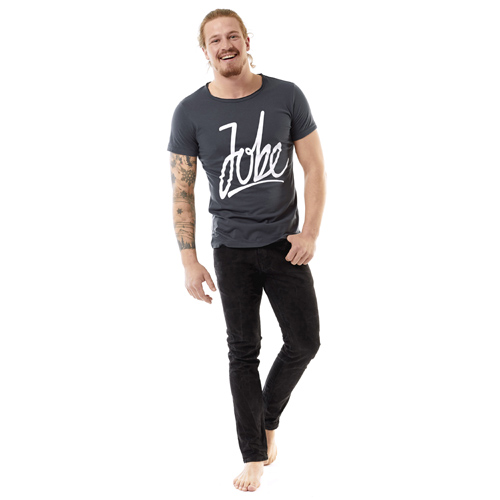 Jobe script t-shirt heren grafiet grijs