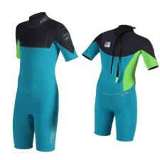 boston shorty 2mm teal blauw kind